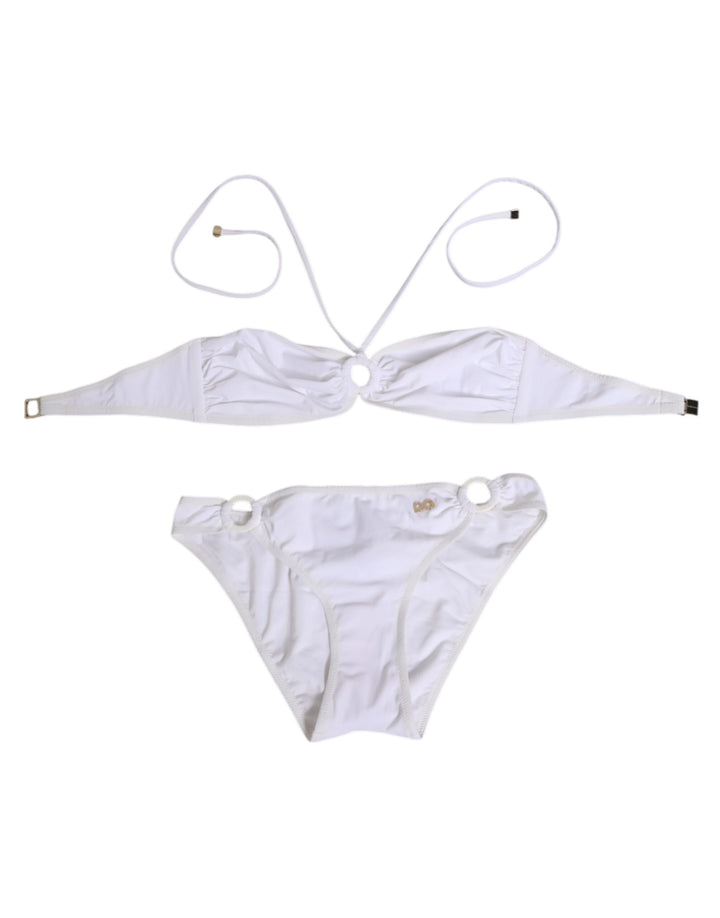 Dolce &amp; Gabbana White Logo Swimsuit 2 Piece Top Bottom Swimwear