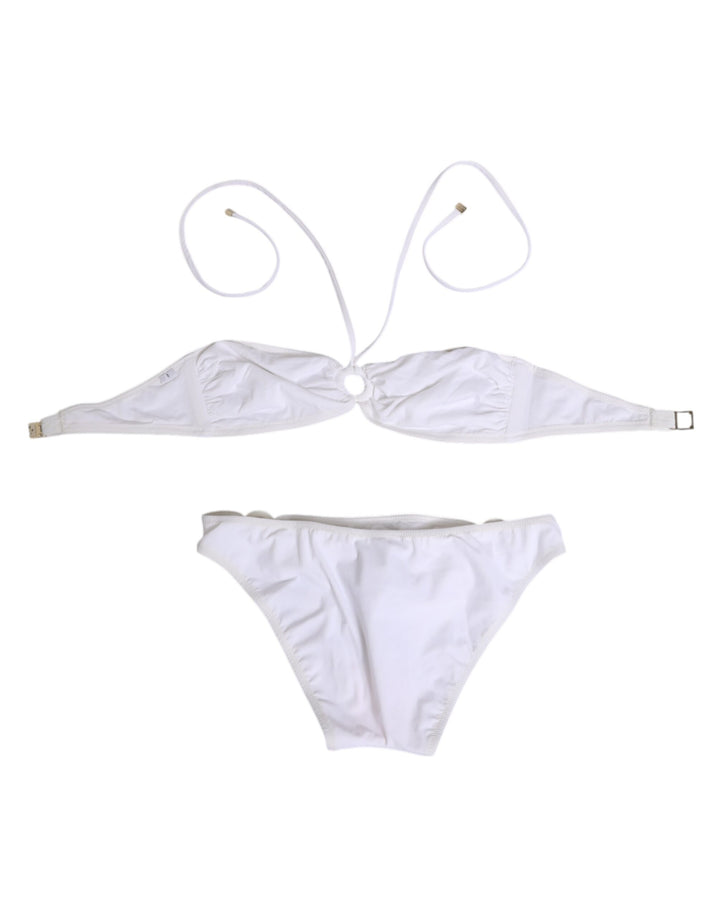 Dolce &amp; Gabbana White Logo Swimsuit 2 Piece Top Bottom Swimwear