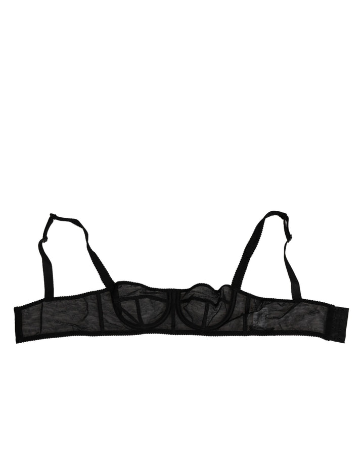 Dolce &amp; Gabbana Black Floral Underwired Balconette Bra Underwear