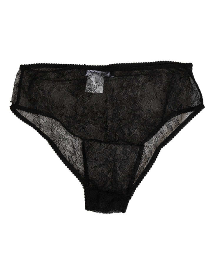 Dolce &amp; Gabbana Black Nylon Stretch High Waist Panty Underwear