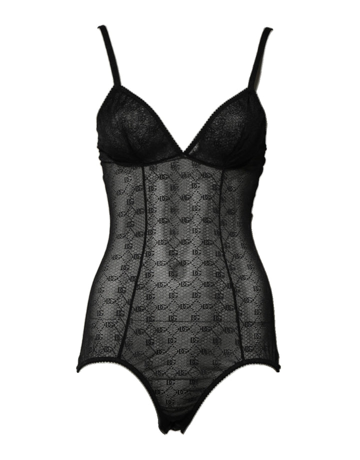Dolce &amp; Gabbana Black Nylon Stretch Bodysuit Lingerie Underwear