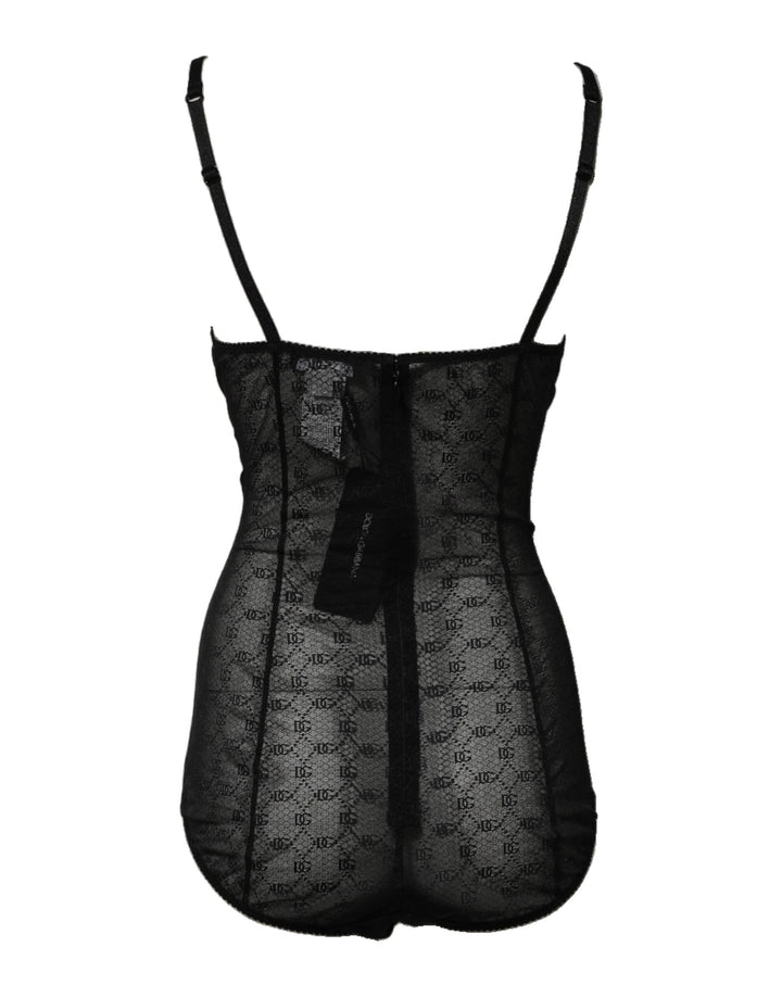 Dolce &amp; Gabbana Black Nylon Stretch Bodysuit Lingerie Underwear