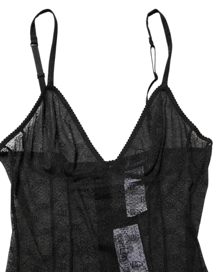 Dolce &amp; Gabbana Black Nylon Stretch Bodysuit Lingerie Underwear
