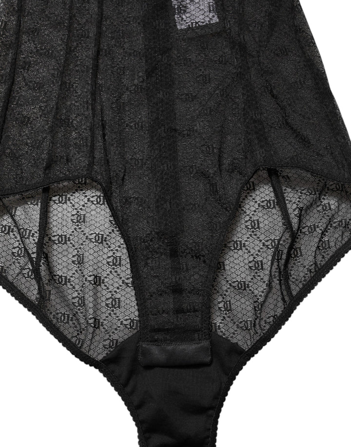Dolce &amp; Gabbana Black Nylon Stretch Bodysuit Lingerie Underwear