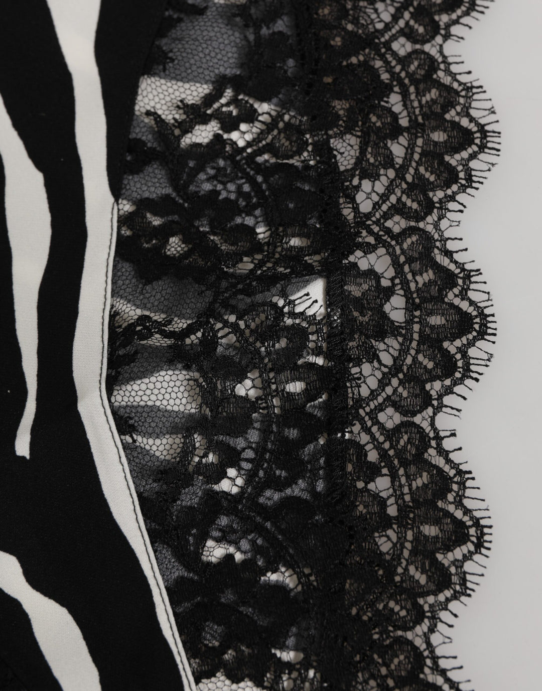 Dolce &amp; Gabbana Black Silk Zebra Print Lace High Waist Underwear