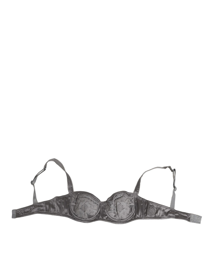 Dolce &amp; Gabbana Gray Silk Underwired Balconette Bra Underwear