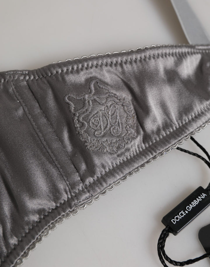 Dolce &amp; Gabbana Gray Silk Underwired Balconette Bra Underwear