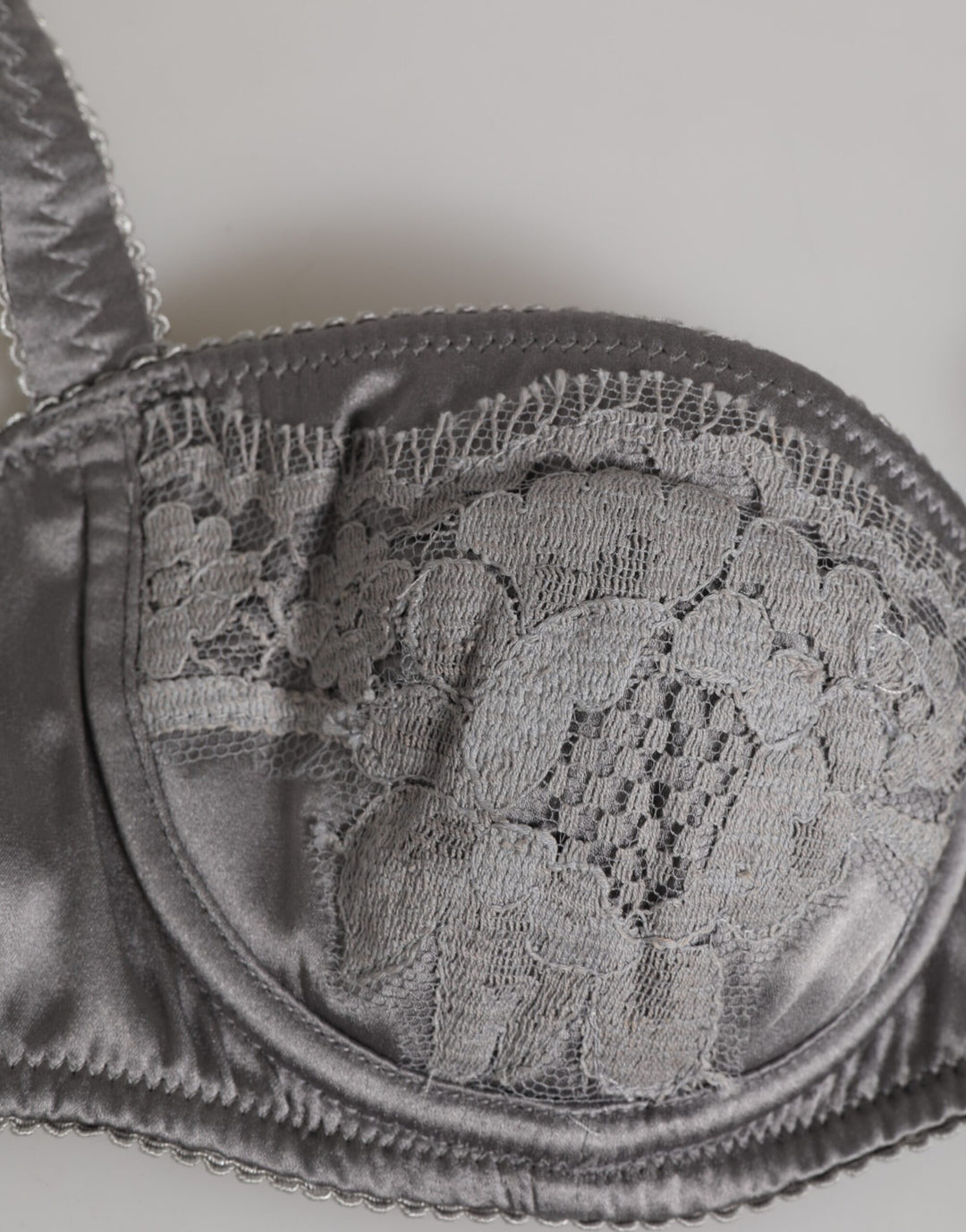 Dolce &amp; Gabbana Gray Silk Underwired Balconette Bra Underwear
