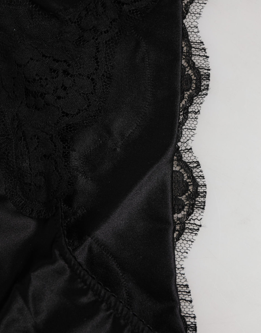 Dolce &amp; Gabbana Black Silk Satin Floral Lace Panty Brief Underwear