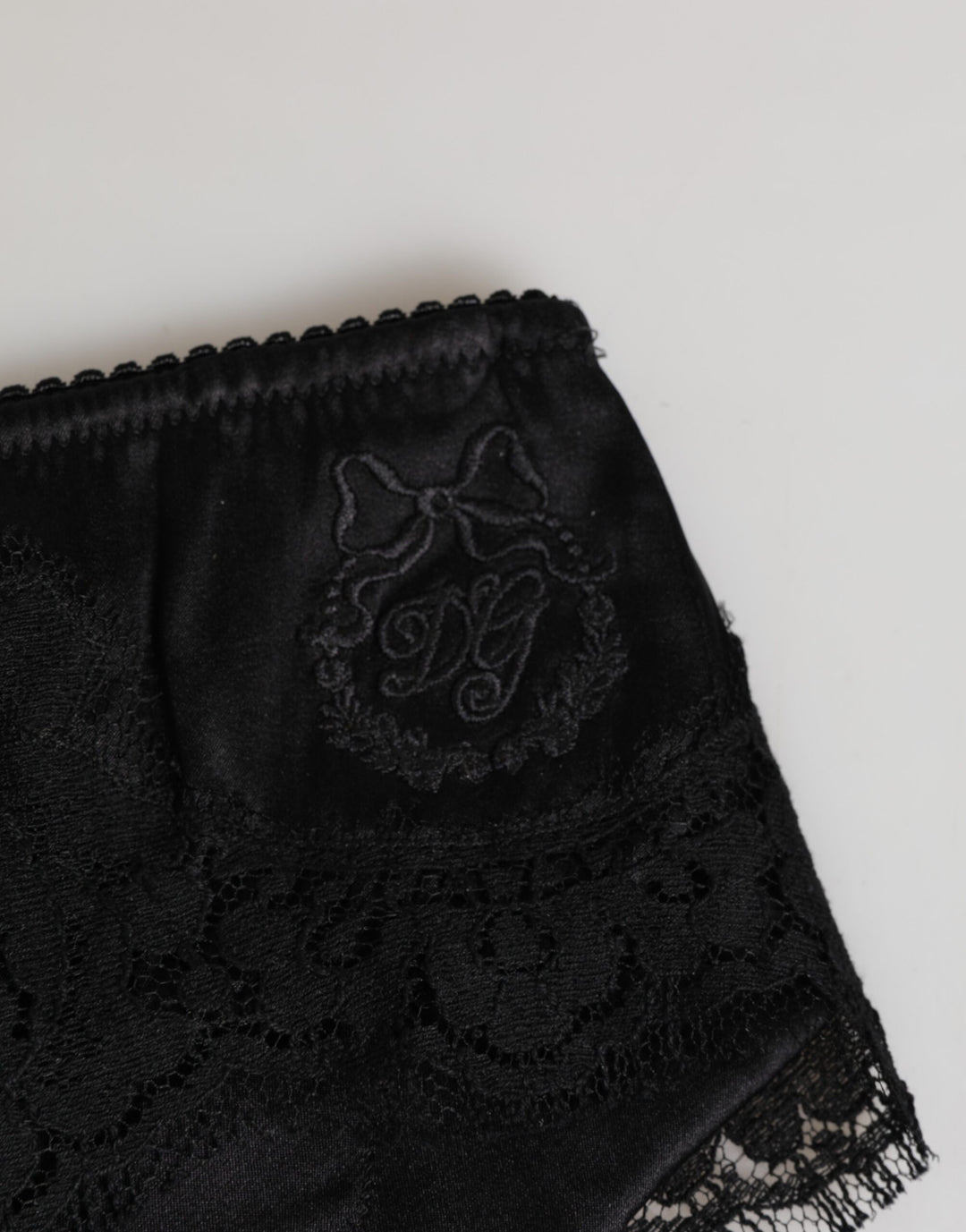 Dolce &amp; Gabbana Black Silk Satin Floral Lace Panty Brief Underwear