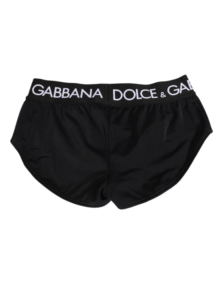 Dolce &amp; Gabbana Black Nylon Logo Waistband Shorts Underwear