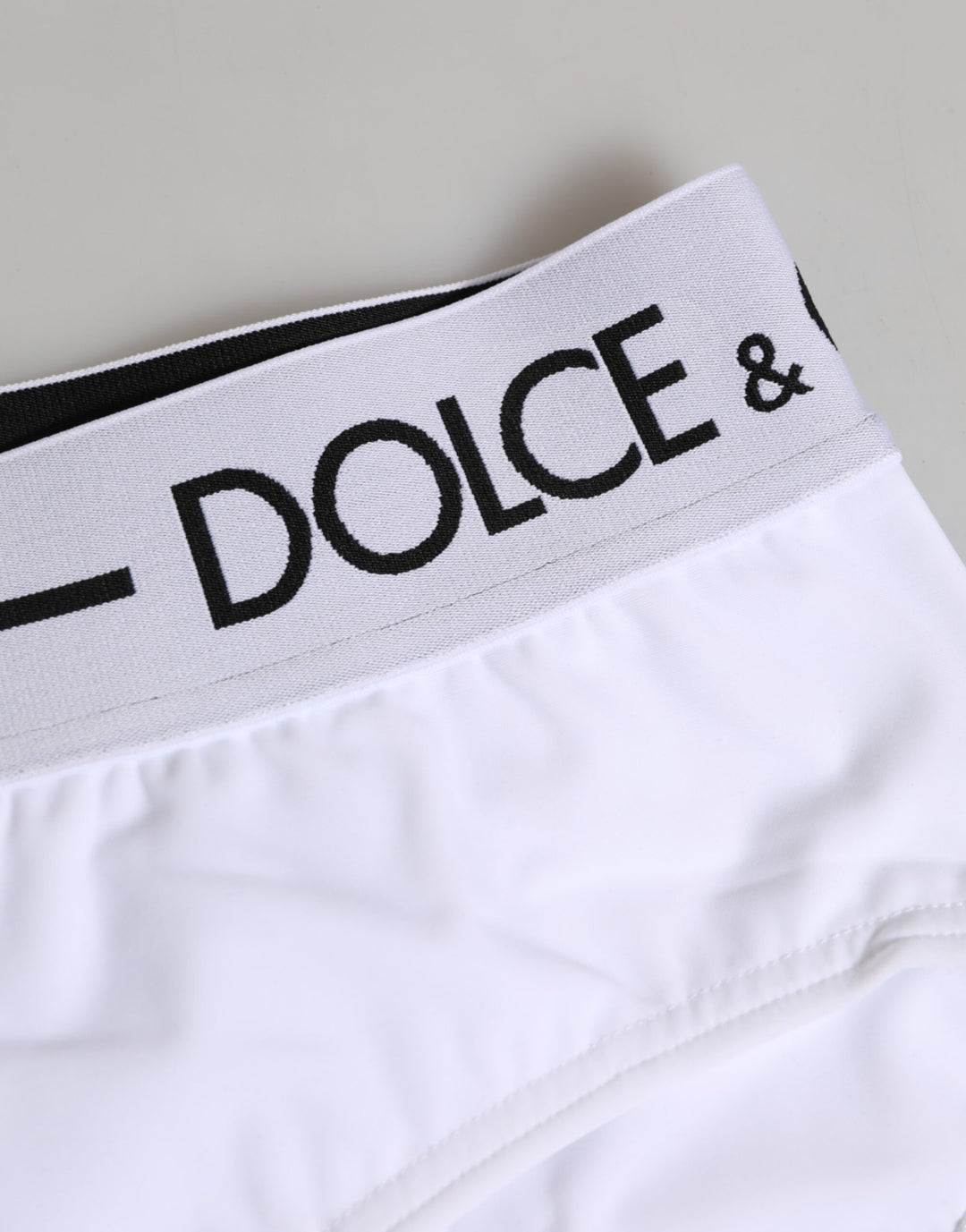 Dolce &amp; Gabbana White Nylon Logo Waistband Shorts Underwear