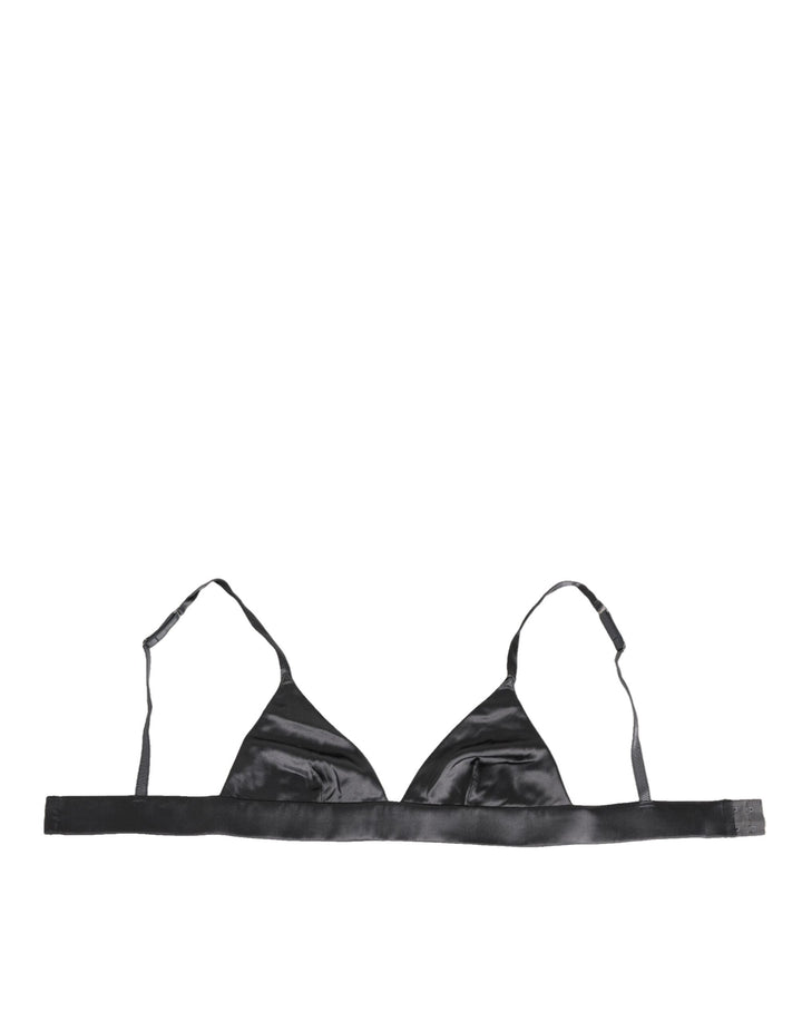 Dolce &amp; Gabbana Black Silk Satin Triangle Soft Cup Underwear