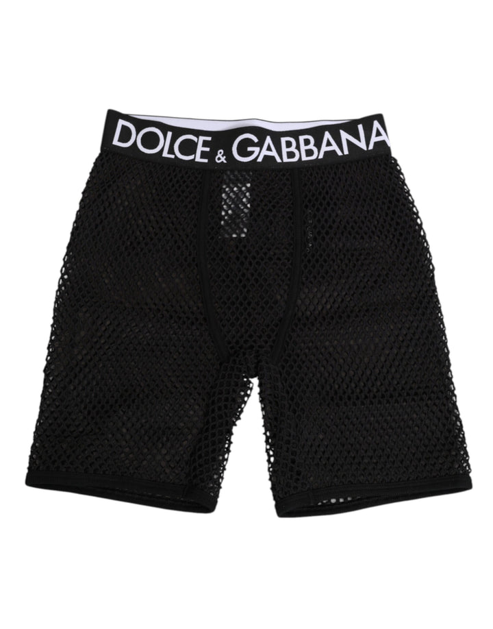 Dolce &amp; Gabbana Black Cotton Logo Shorts Midi Trouser Underwear