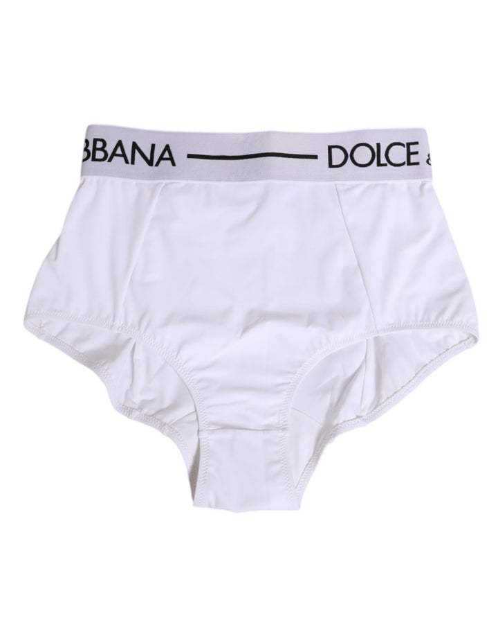 Dolce &amp; Gabbana White Nylon Logo Waistband Coulotte Underwear