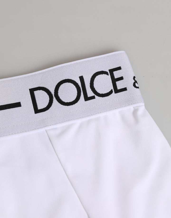 Dolce & Gabbana White Nylon Logo Waistband Coulotte Underwear