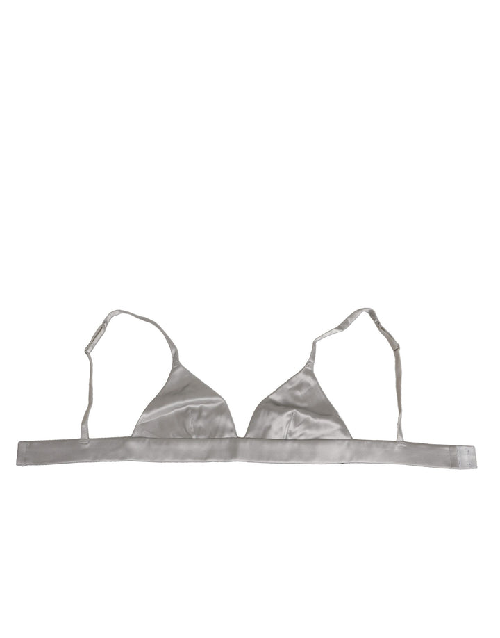 Dolce &amp; Gabbana Gray Silk Satin Triangle Soft Cup Bra Underwear