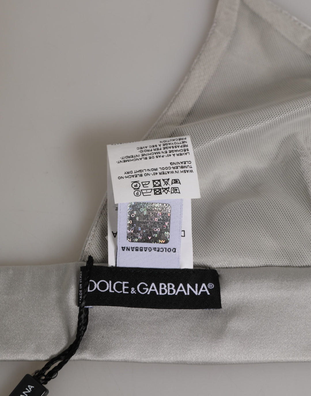 Dolce &amp; Gabbana Gray Silk Satin Triangle Soft Cup Bra Underwear