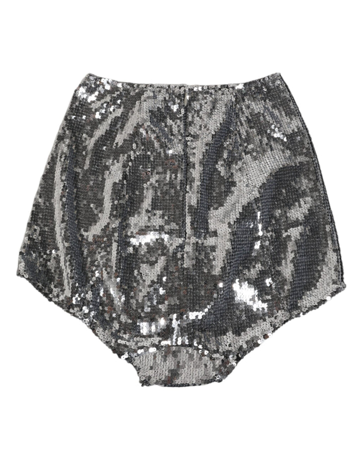 Dolce &amp; Gabbana Silver Nylon Sequined Slip Girdle Panty Underwear