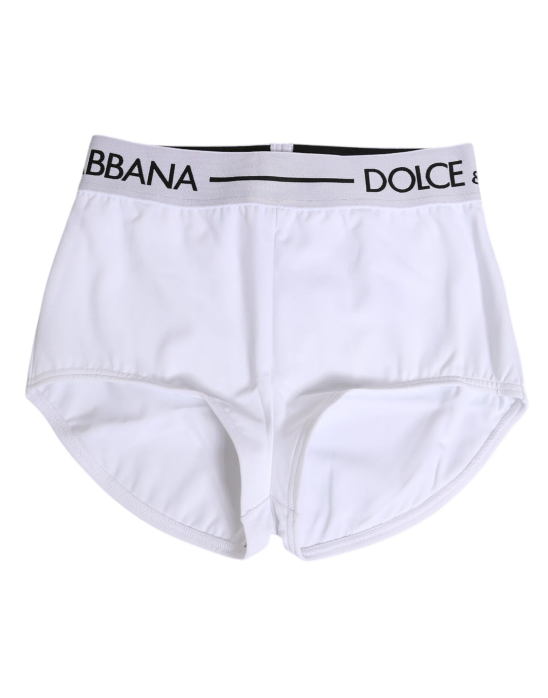 Dolce &amp; Gabbana White Nylon Logo Waistband Shorts Underwear