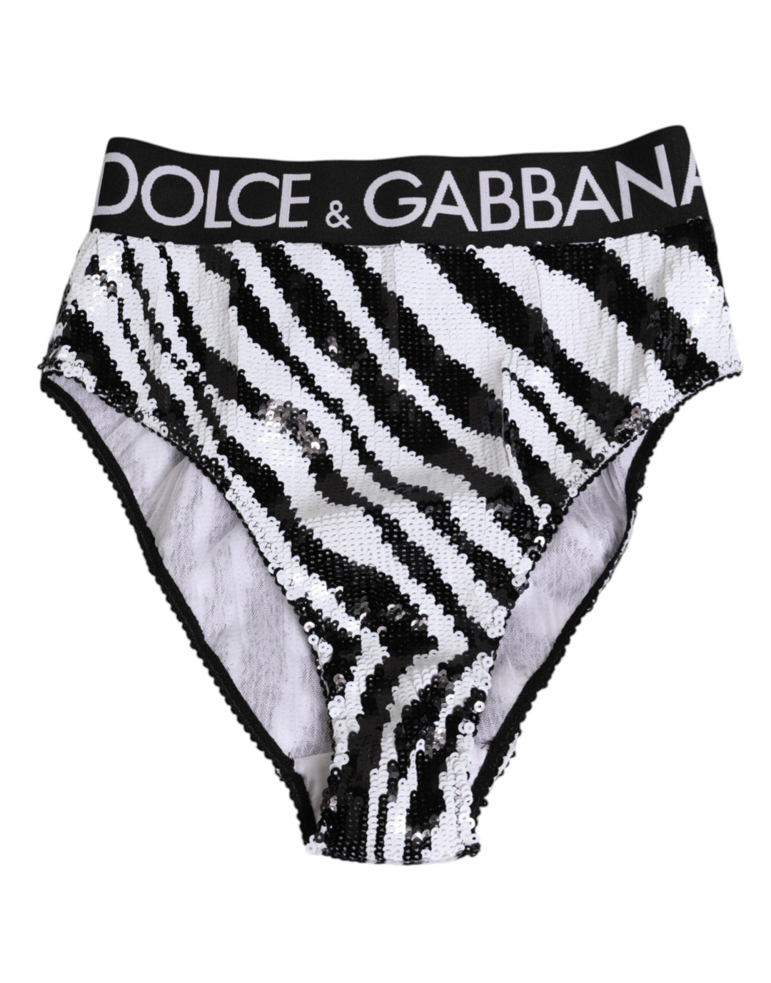 Dolce &amp; Gabbana Black White Stripes High Waist Panty Underwear
