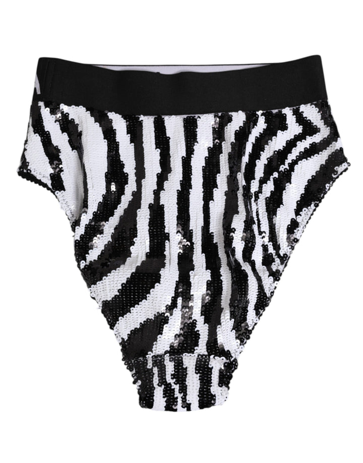 Dolce &amp; Gabbana Black White Stripes High Waist Panty Underwear