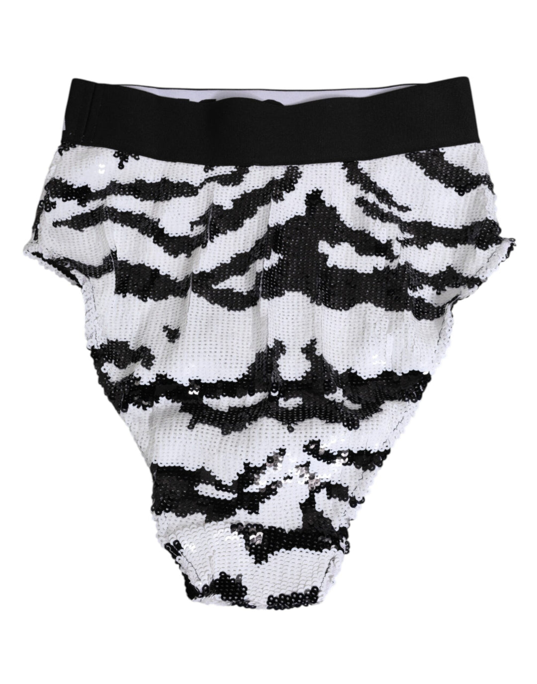 Dolce &amp; Gabbana Black White Sequin High Waist Panty Underwear