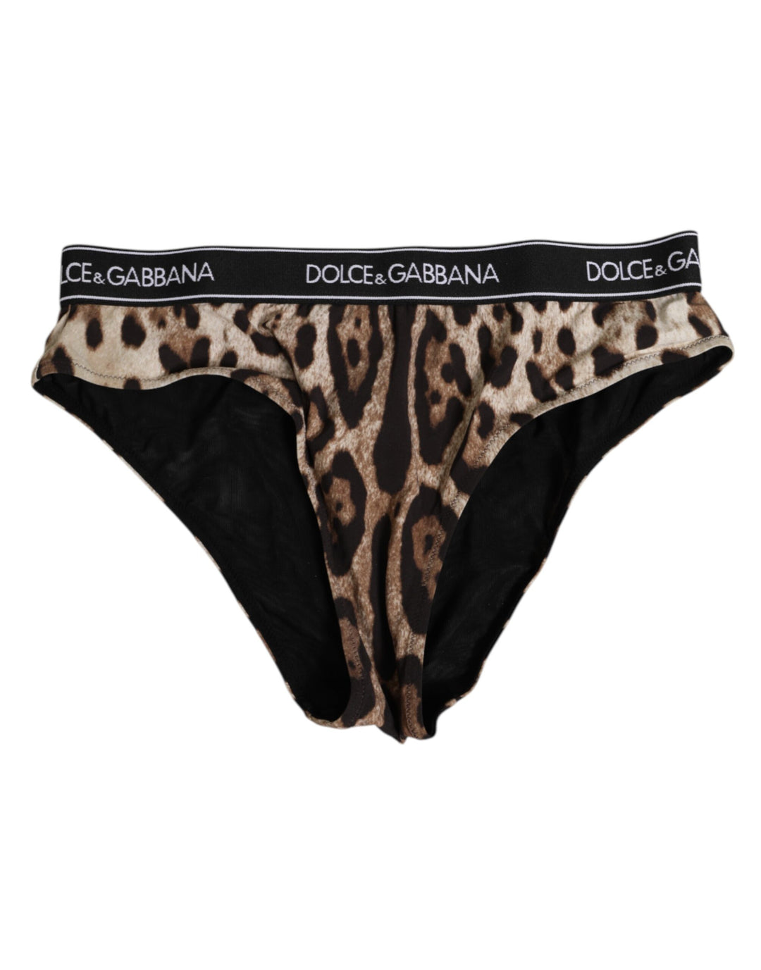 Dolce &amp; Gabbana Brown Leopard Nylon High Waist Panty Underwear