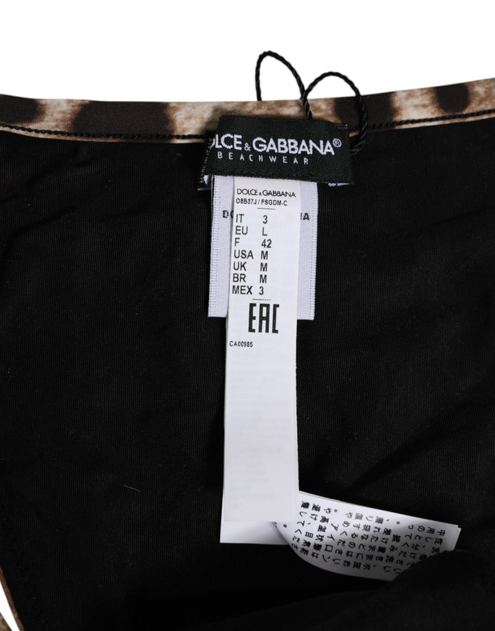 Dolce &amp; Gabbana Brown Leopard Triangle Tanga Panty Underwear