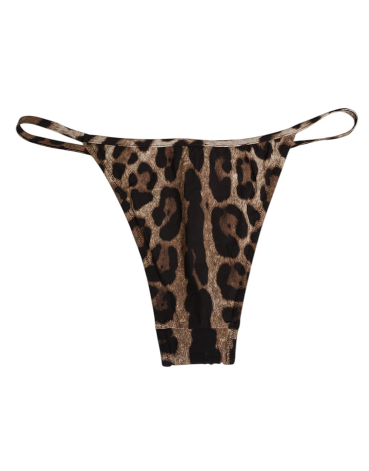 Dolce &amp; Gabbana Brown Leopard Triangle Tanga Panty Underwear