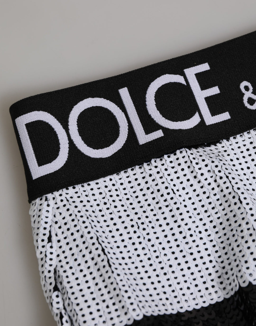 Dolce &amp; Gabbana Black White Sequin High Waist Panty Underwear