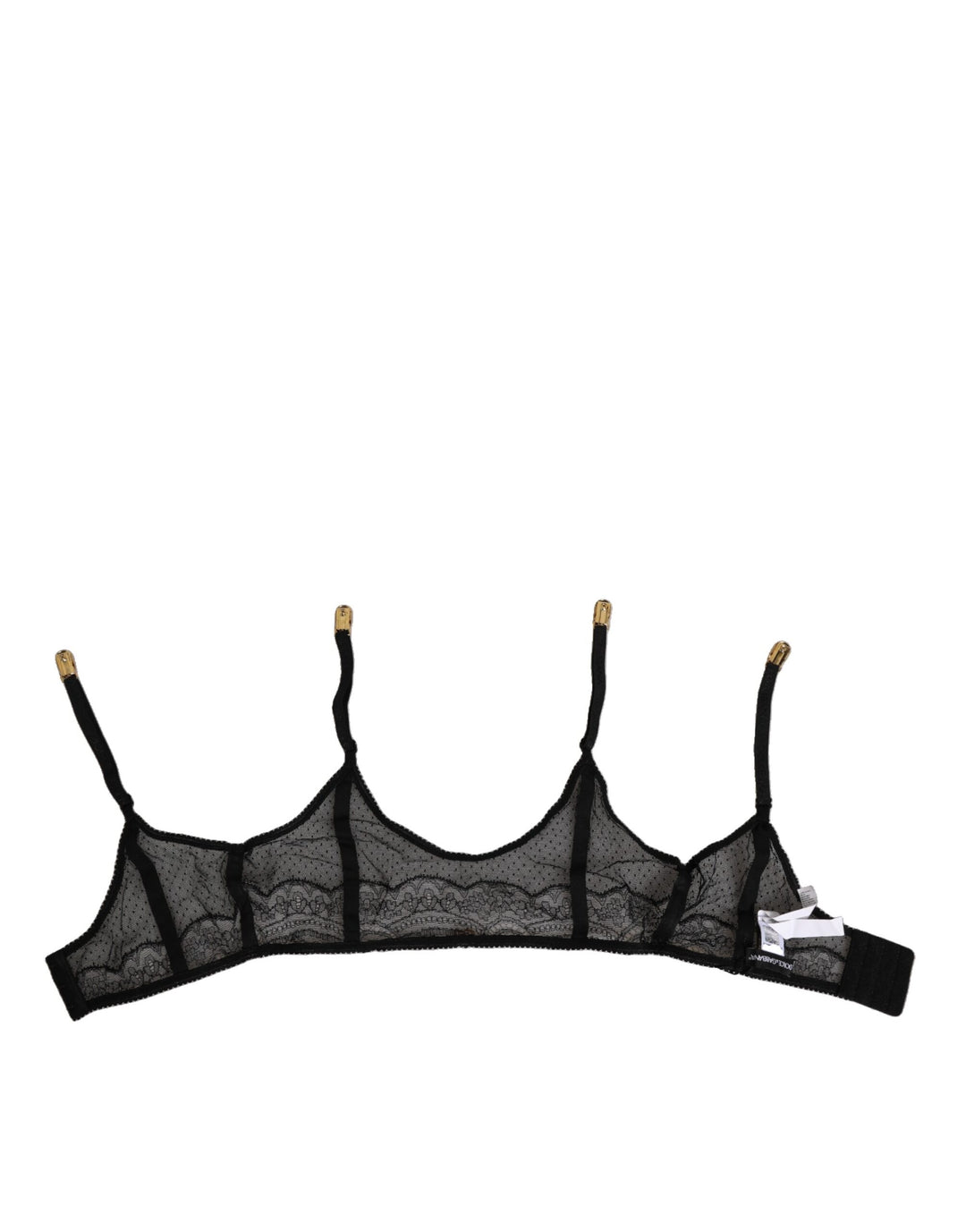 Dolce &amp; Gabbana Black Floral Lace Nylon Strap Garter Underwear