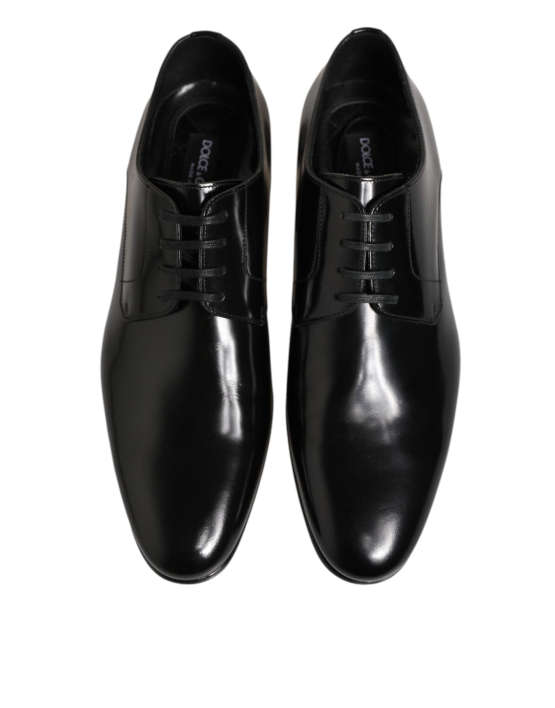 Dolce &amp; Gabbana Black Calfskin Leather Derby Men Dress Shoes