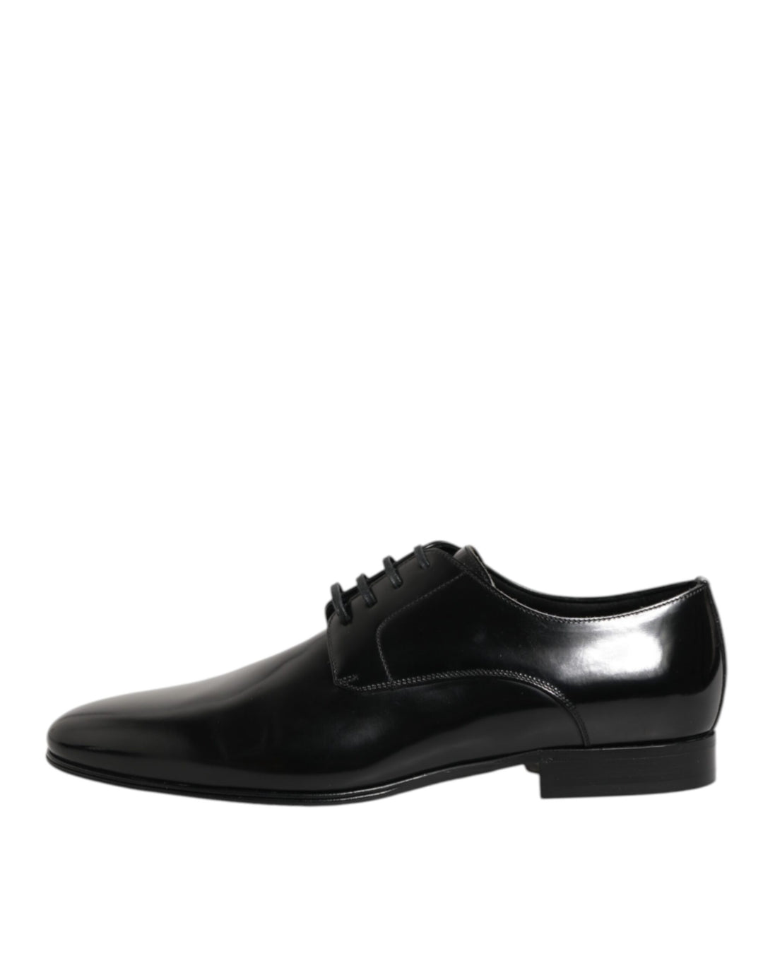 Dolce &amp; Gabbana Black Calfskin Leather Derby Men Dress Shoes