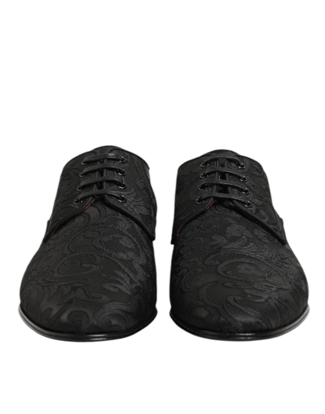 Dolce &amp; Gabbana Black Brocade Lace Up Derby Men Dress Shoes