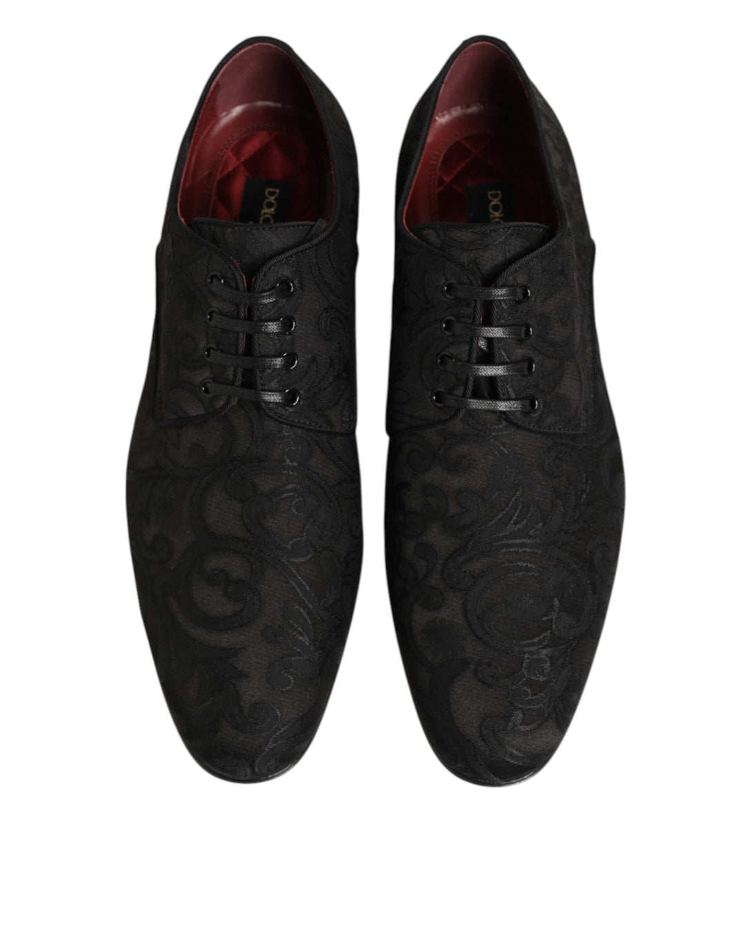 Dolce &amp; Gabbana Black Brocade Lace Up Derby Men Dress Shoes