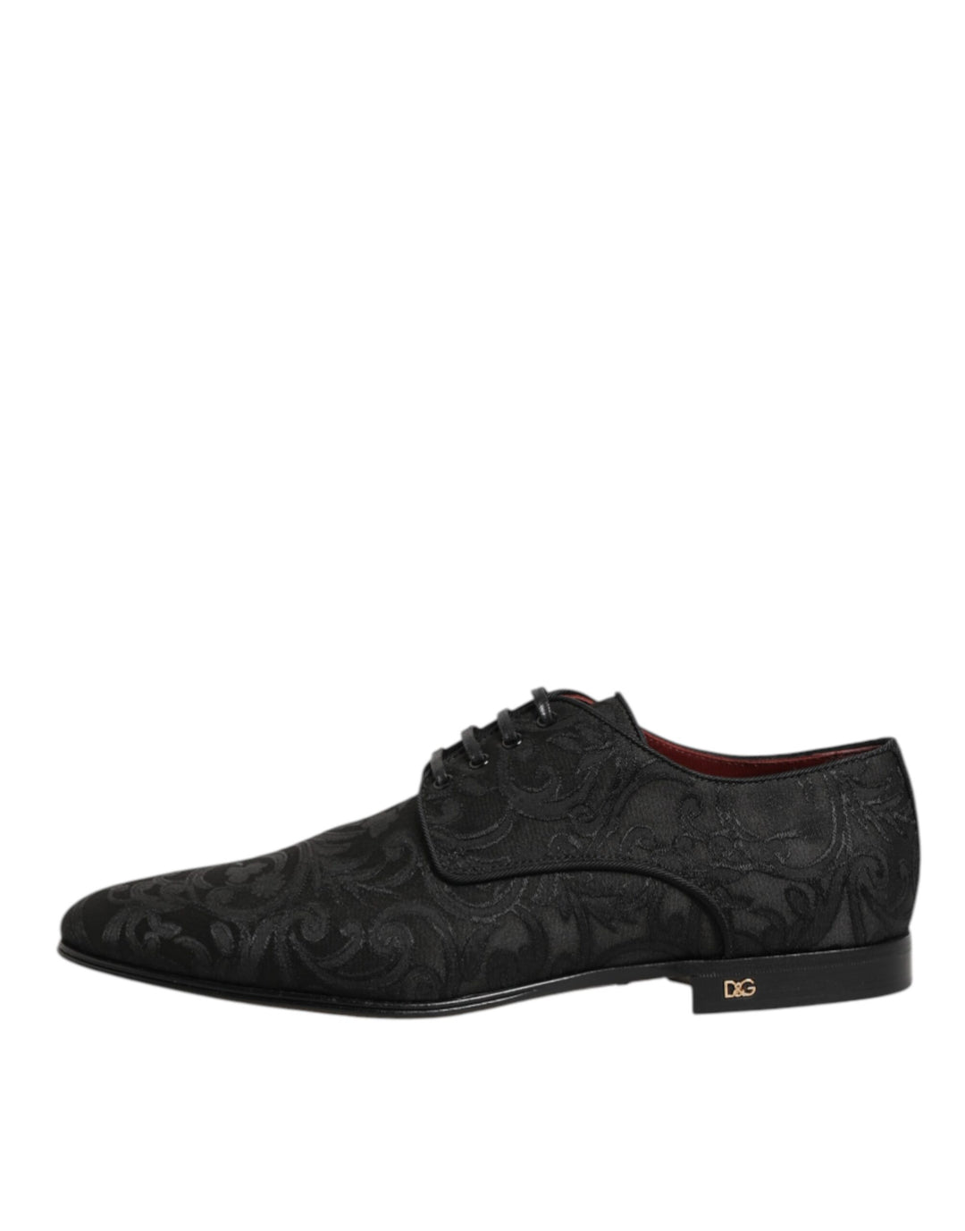Dolce &amp; Gabbana Black Brocade Lace Up Derby Men Dress Shoes