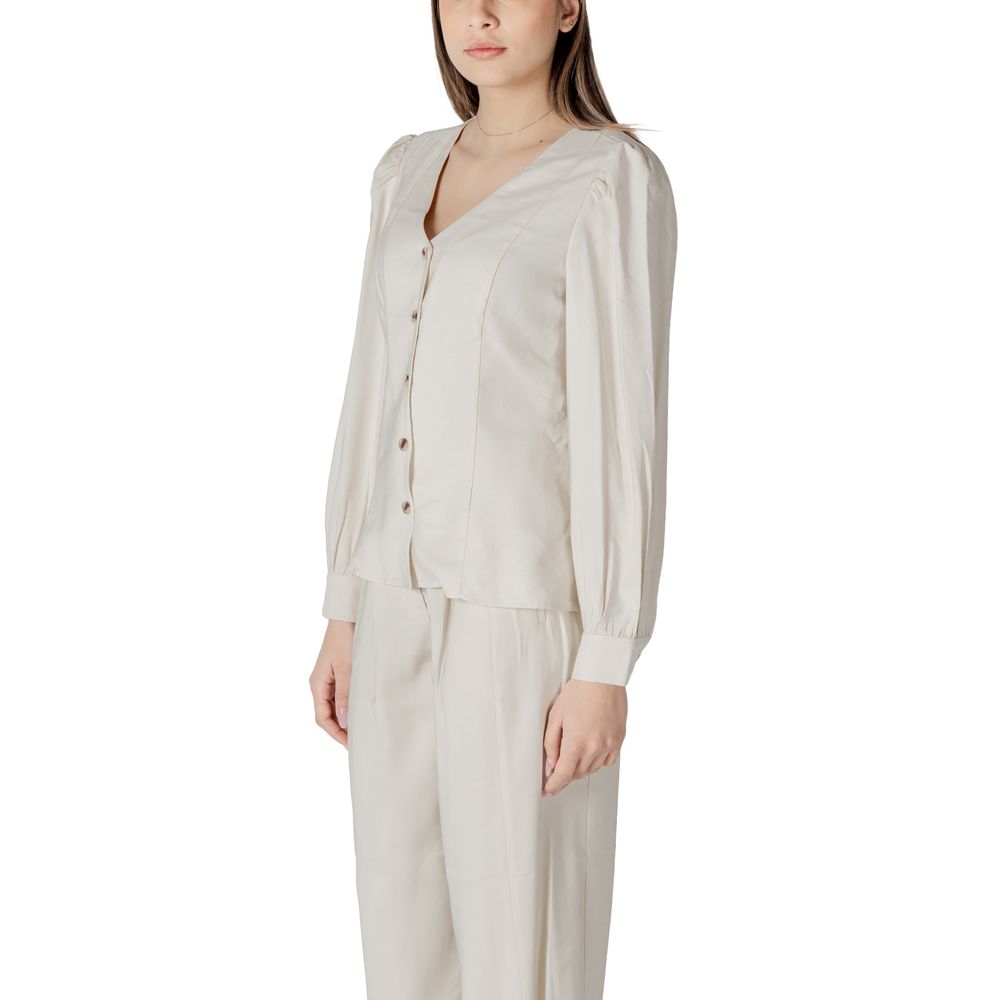 Vila Clothes Beige Viscose Blouse