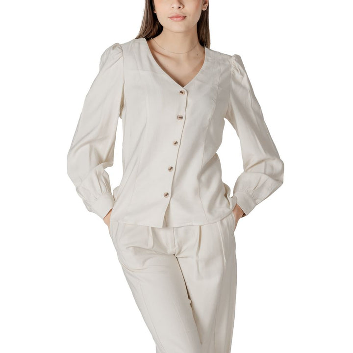 Vila Clothes Beige Viscose Blouse