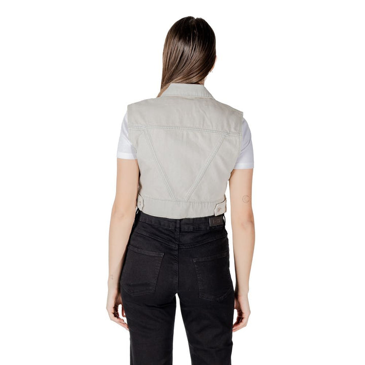 Only Light Blue Cotton Sleeveless Jacket