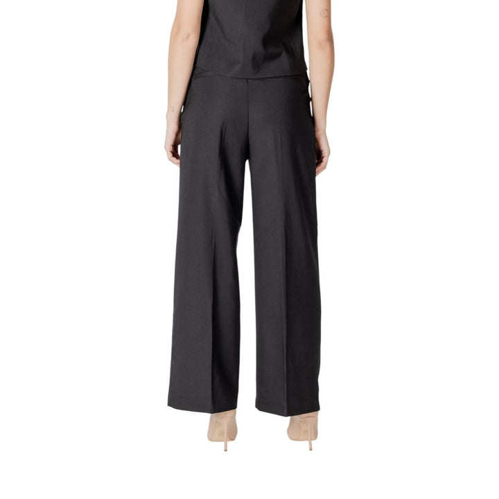 ICHI Black Polyester Casual Pants