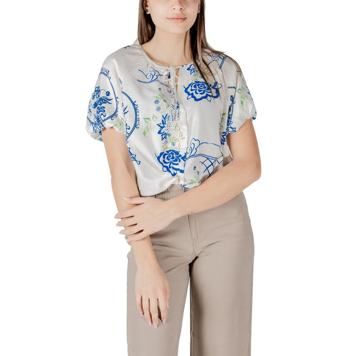 ICHI White Viscose Shortsleeve Shirt