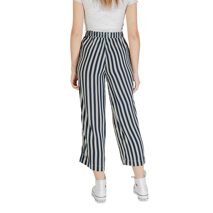 ICHI Blue Viscose Cropped Pants