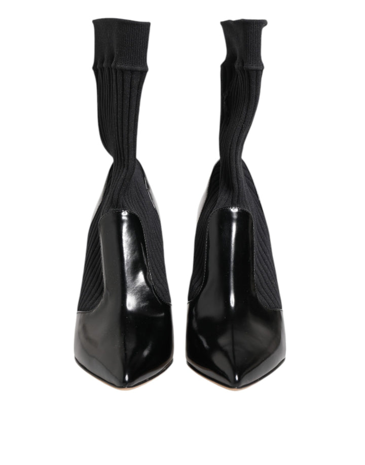 Dolce &amp; Gabbana Black Stretch Stilettos Booties Socks Shoes
