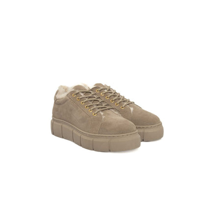 Cerruti 1881 Beige Calfskin Women Platform Sneaker