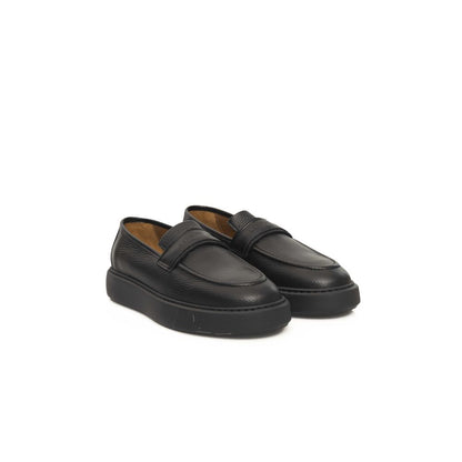 Cerruti 1881 Black Leather Men Loafer