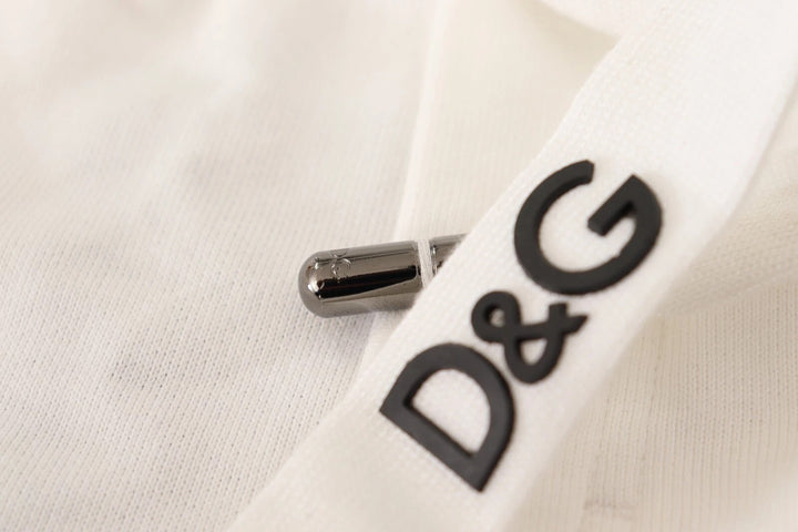 Dolce &amp; Gabbana White Cotton Logo Patch Sweatpants Jogging Pants