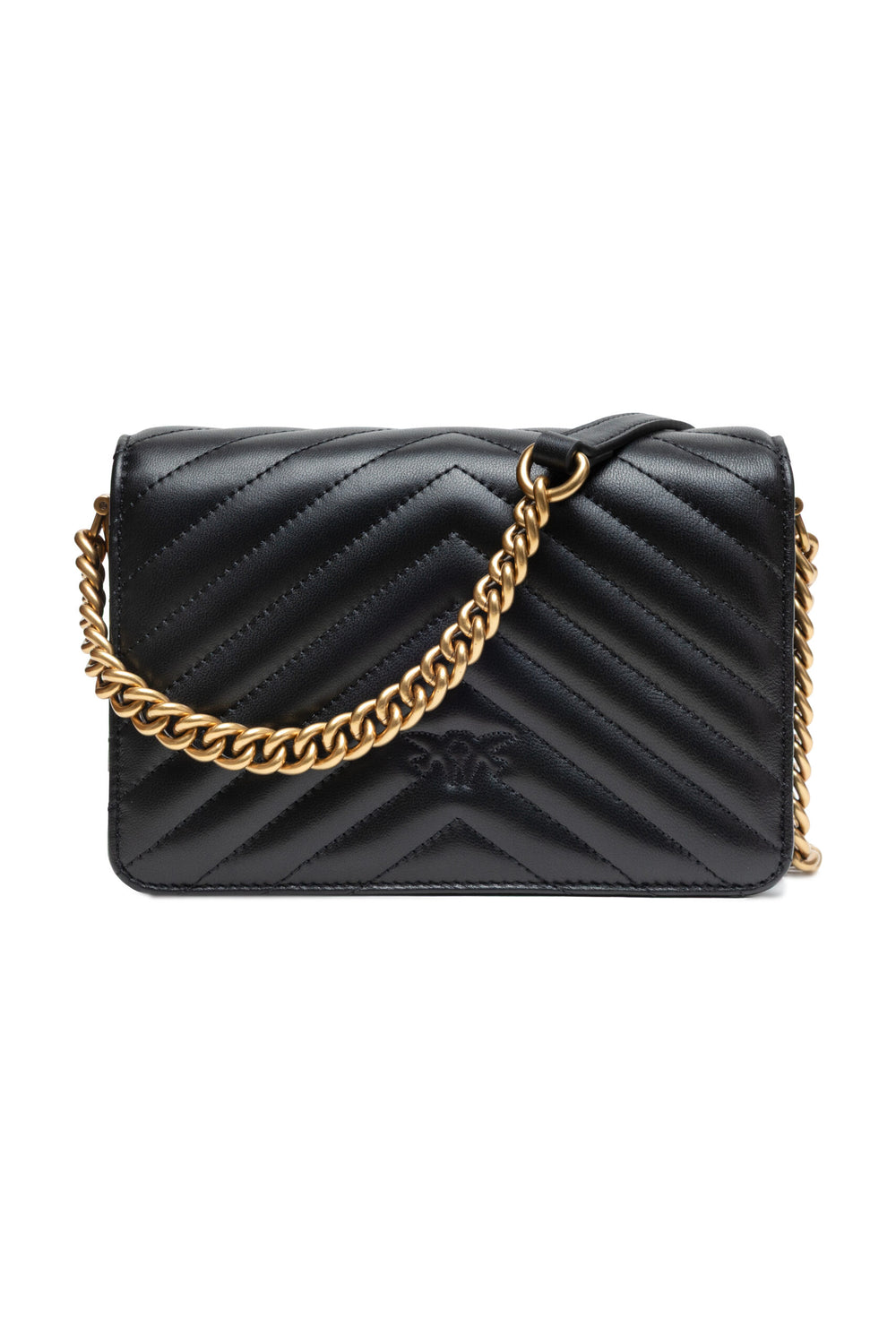 PINKO - Black Leather Love Click Mini Shoulder Bag