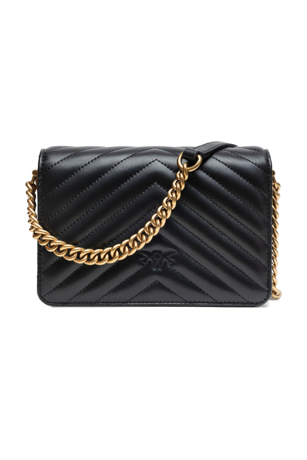 PINKO - Black Leather Love Click Mini Shoulder Bag