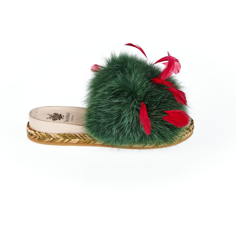 Mr&amp;Mrs Italy Green Lamb Leather Women Sandal